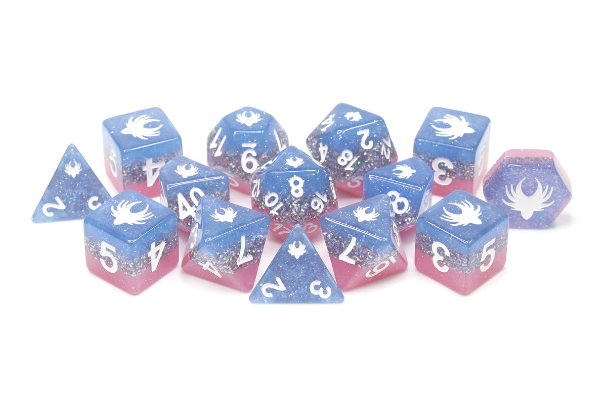 Elemental Glimmer 14-Piece RPG Dice Set — by D20 Collective