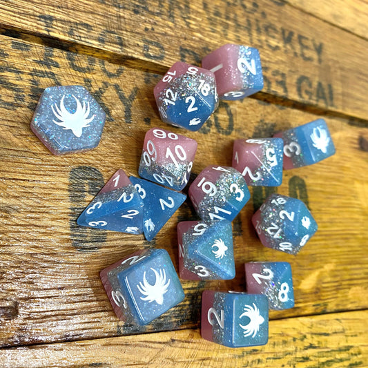 Elemental Glimmer 14-Piece RPG Dice Set — by D20 Collective