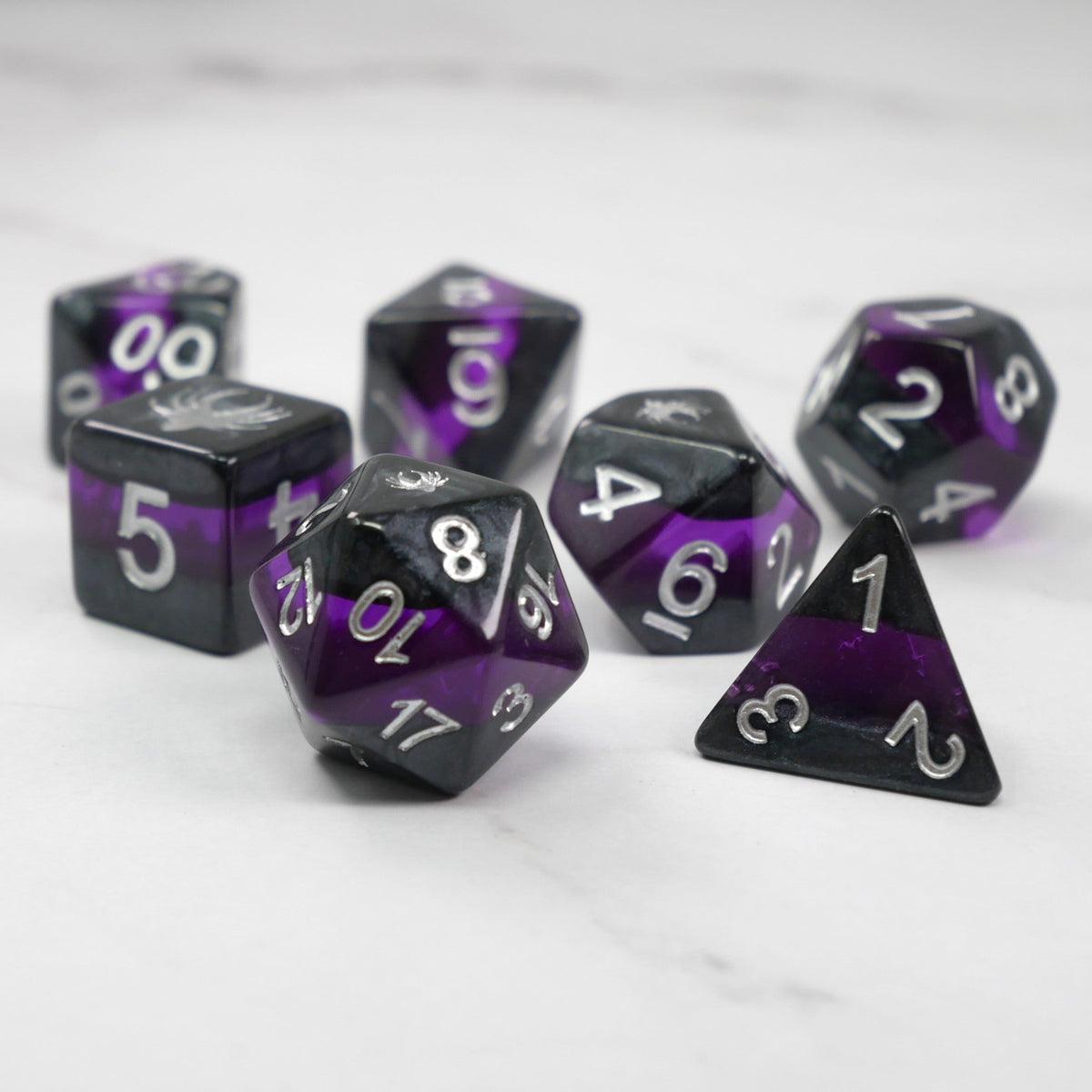 Forgotten Amethyst - 7 Piece DnD Dice Set | Acrylic RPG Gaming Dice