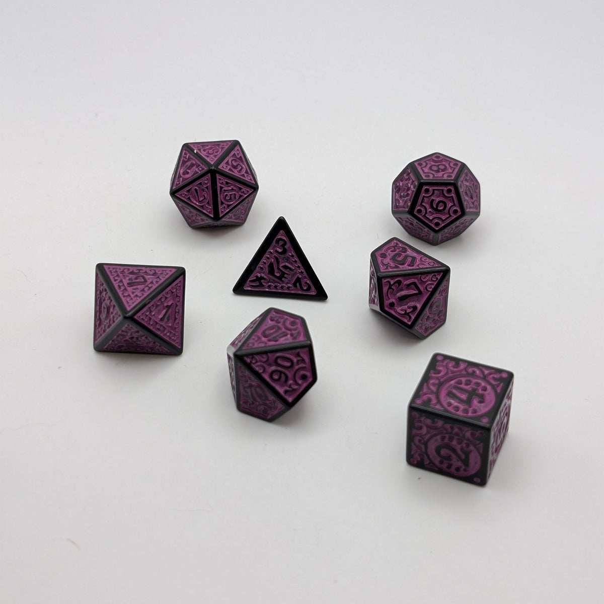 Magic Flame (Purple) - "Enchanted Royalty" - 7 Piece DnD Dice Set | Acrylic RPG Gaming Dice — by D20 Collective