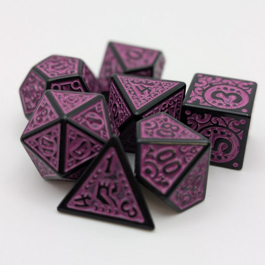 Magic Flame (Purple) - "Enchanted Royalty" - 7 Piece DnD Dice Set | Acrylic RPG Gaming Dice — by D20 Collective