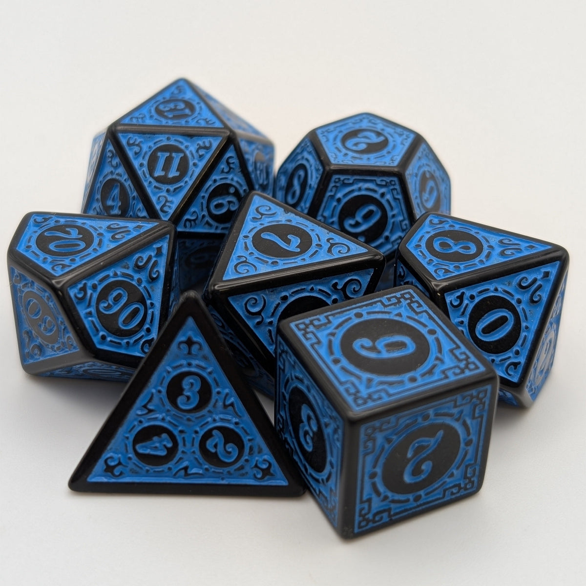 Magic Flame (Blue) - Enchanted Seas - 7 Piece DnD Dice Set | Acrylic RPG Gaming Dice — by D20 Collective