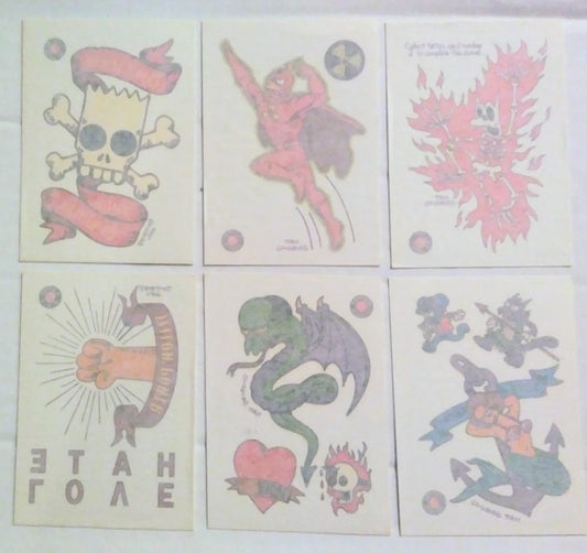 1993 Simpsons Tattoo Trading Card Set (Complete 10-Card Set)