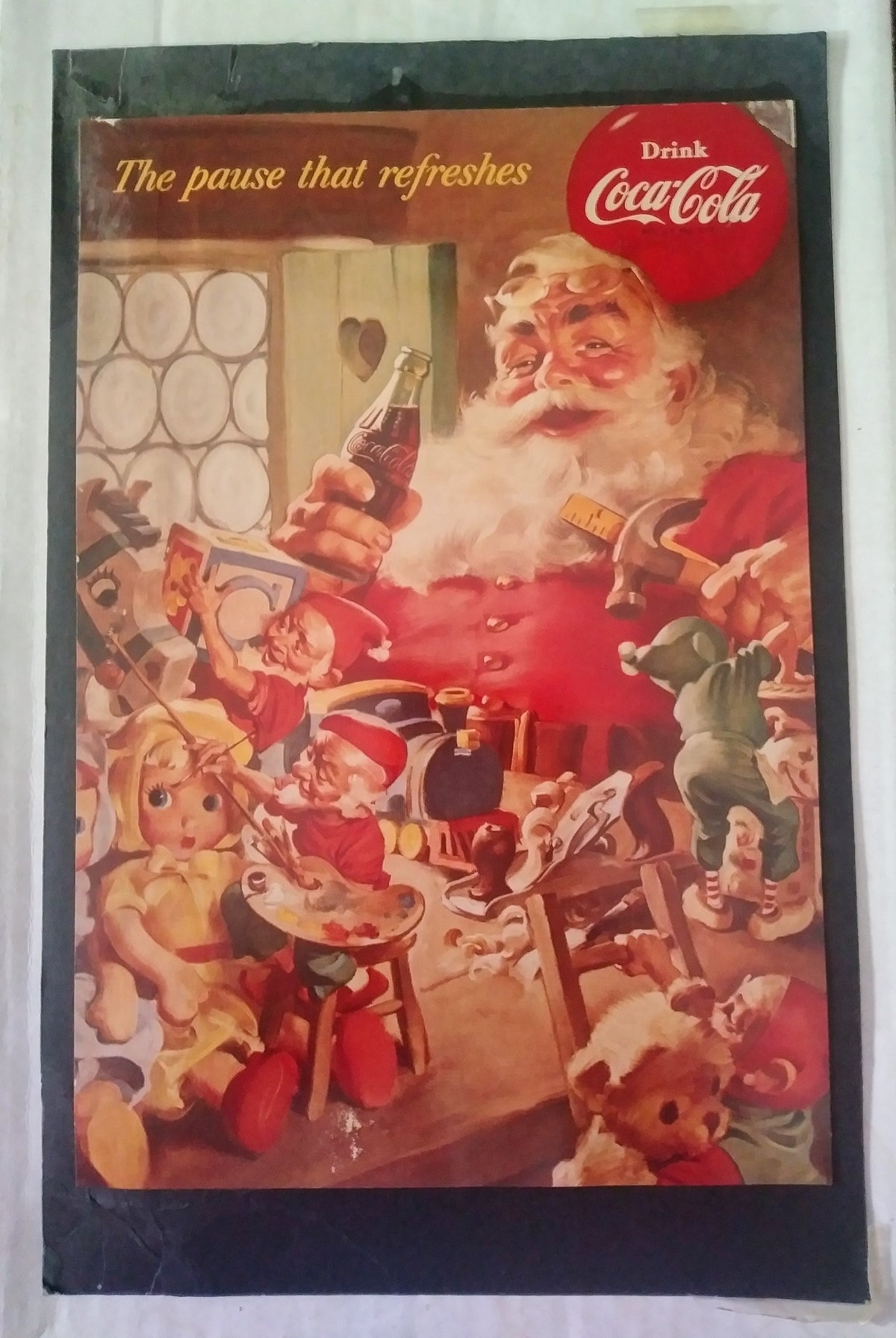 Vintage Coca-Cola Santa and Elves Advertisement
