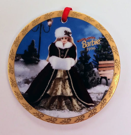 Barbie Happy Holidays 1996 Porcelain Ornament