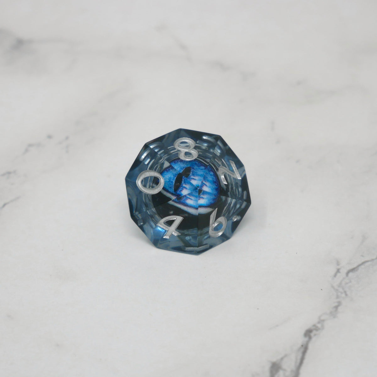 Blue Slaadi's Eye - 7 Piece Moving Eye DnD Dice Set | Acrylic RPG Gaming Dice