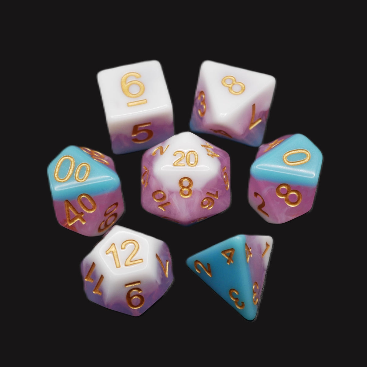 Creamsicle of Doom - 7 Piece DnD Dice Set | Acrylic RPG Gaming Dice — by D20 Collective