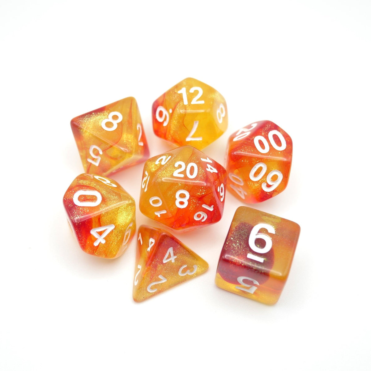 Efreeti's Robe - 7 Piece DnD Dice Set | Acrylic RPG Gaming Dice