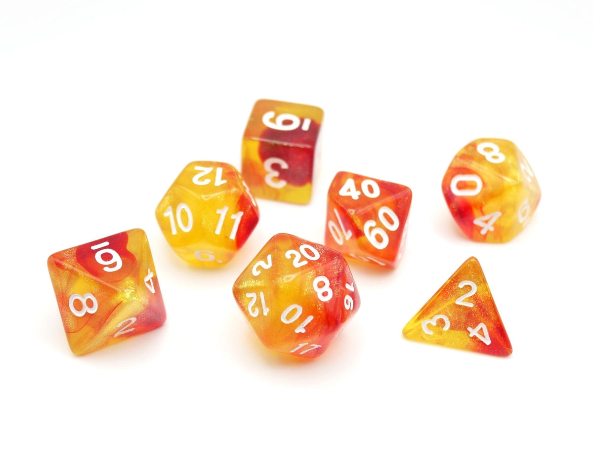 Efreeti's Robe - 7 Piece DnD Dice Set | Acrylic RPG Gaming Dice