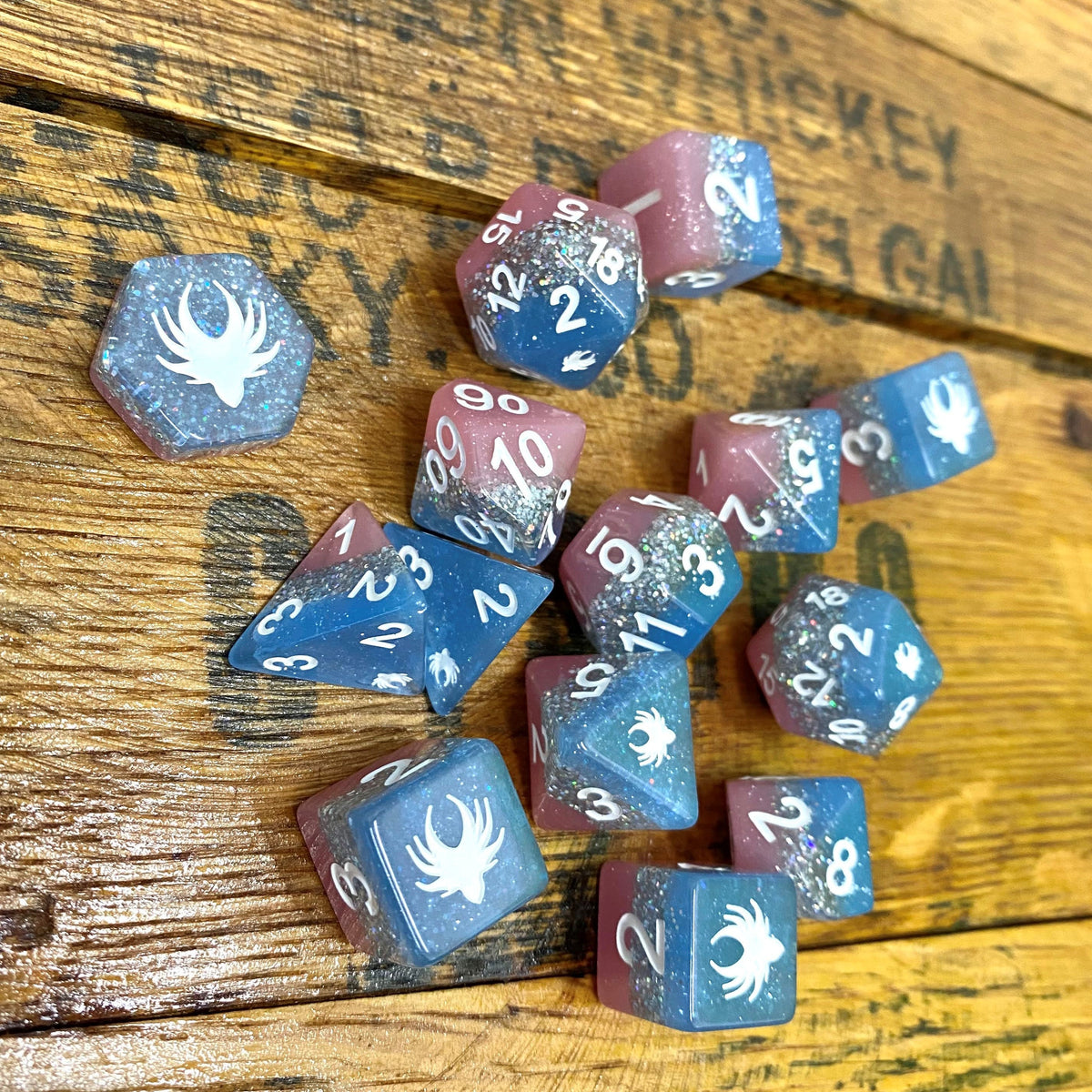Elemental Glimmer 14-Piece RPG Dice Set — by D20 Collective