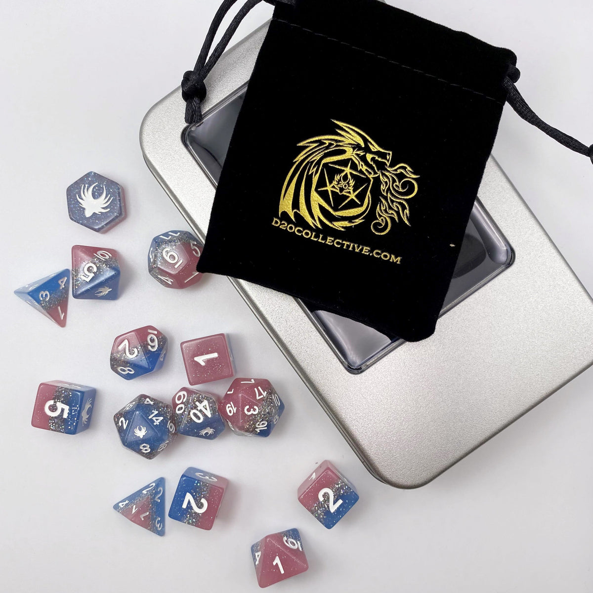 Elemental Glimmer 14-Piece RPG Dice Set — by D20 Collective