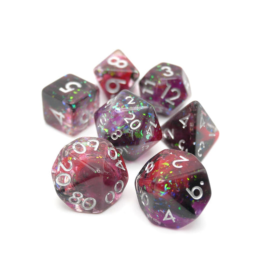 Heart's Content - 7 Piece DnD Dice Set | Acrylic RPG Gaming Dice