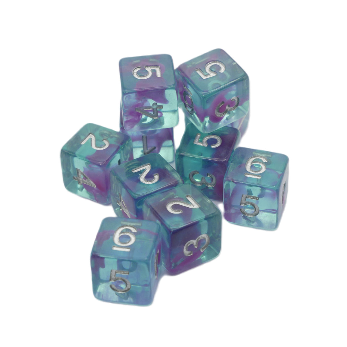 Jellyfish Essence 10d6 - DnD Dice Set | Acrylic RPG Gaming Dice — by D20 Collective