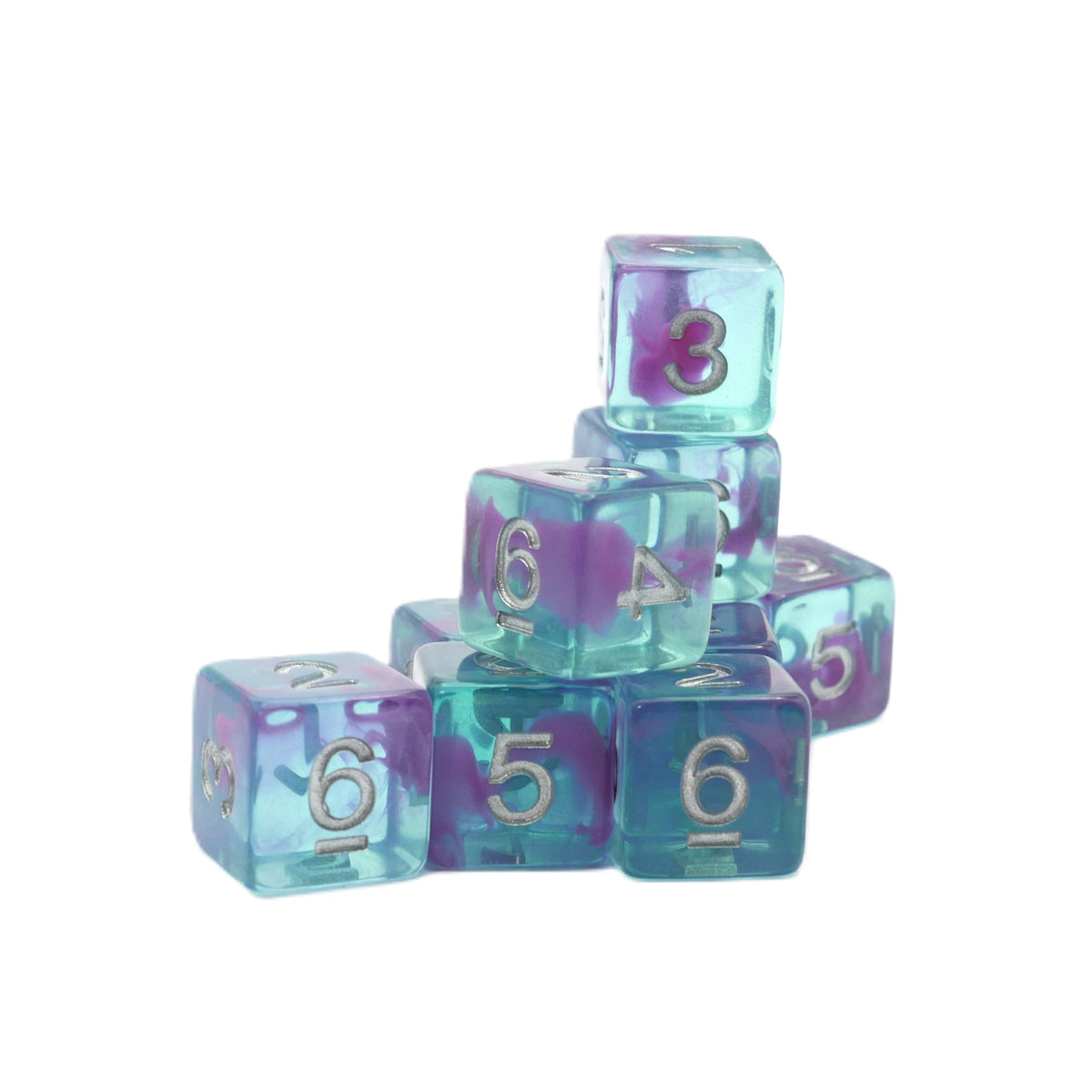 Jellyfish Essence 10d6 - DnD Dice Set | Acrylic RPG Gaming Dice — by D20 Collective