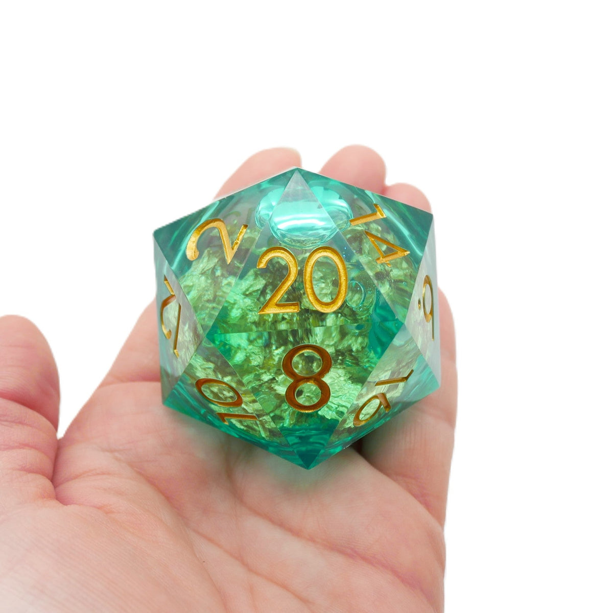 Leprechaun's Gold - Giant D20 Liquid Core DnD Dice Set | Acrylic RPG Gaming Dice