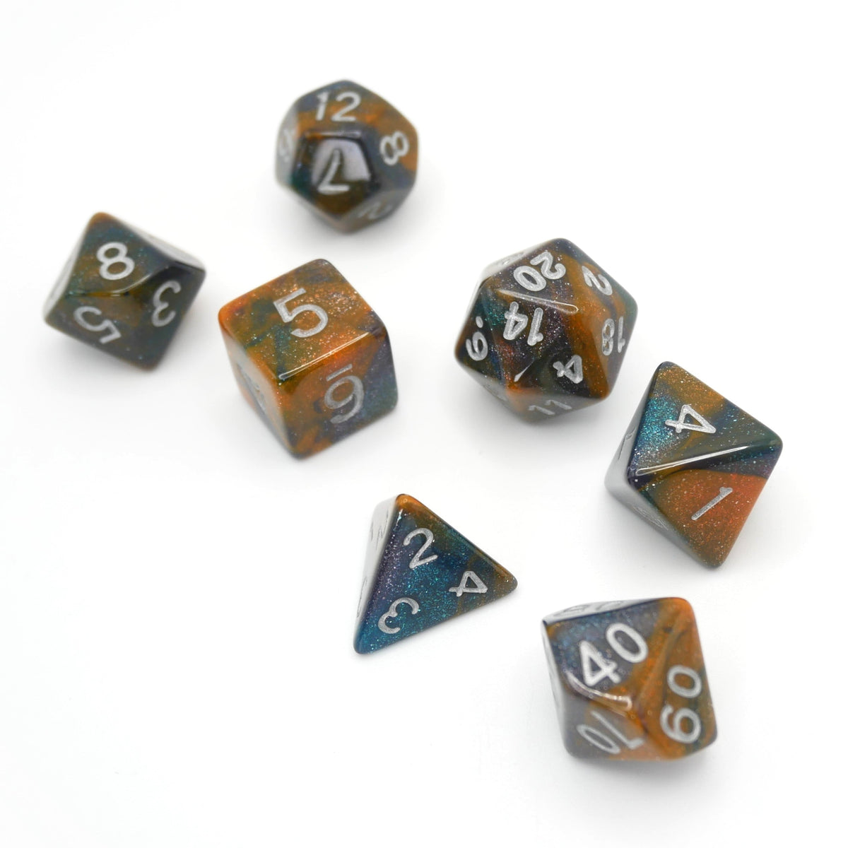 Mysterious Ink - 7 Piece DnD Dice Set | Acrylic RPG Gaming Dice — by D20 Collective