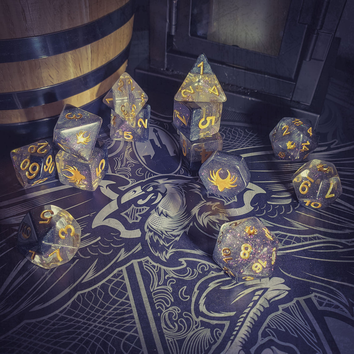 Ascending Shadow - 14 Piece DnD Dice Set | Acrylic RPG Gaming Dice
