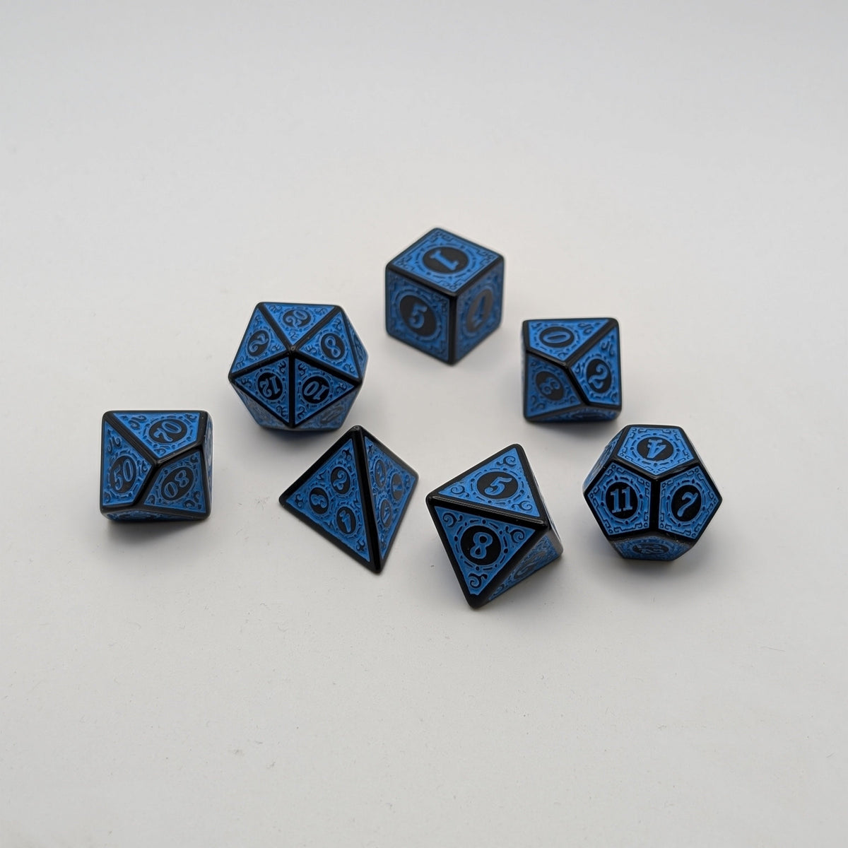 Magic Flame (Blue) - Enchanted Seas - 7 Piece DnD Dice Set | Acrylic RPG Gaming Dice — by D20 Collective