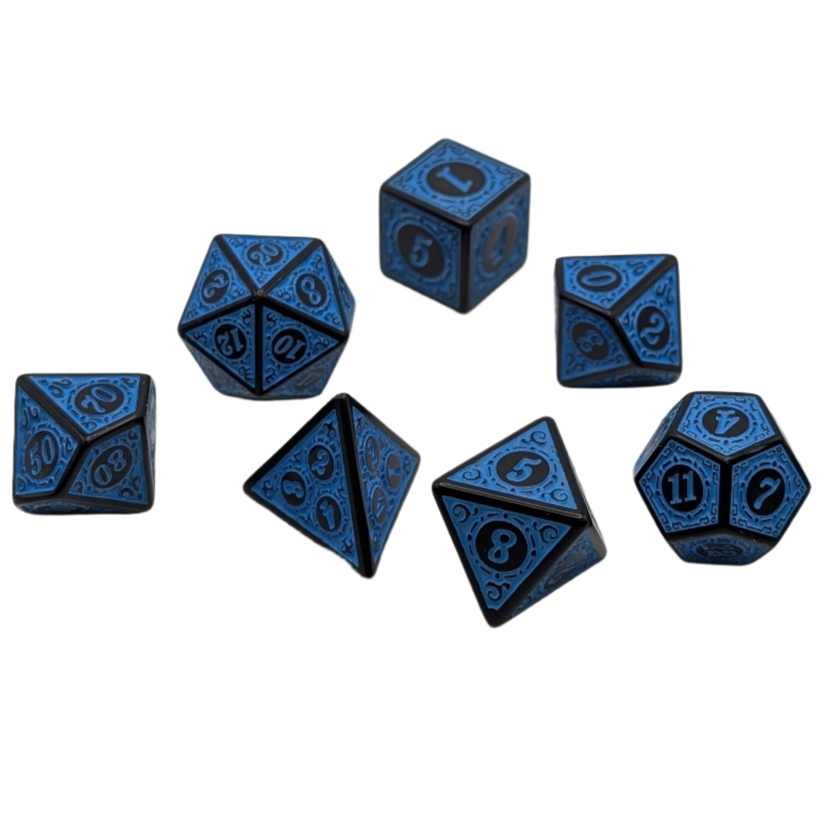 Magic Flame (Blue) - Enchanted Seas - 7 Piece DnD Dice Set | Acrylic RPG Gaming Dice — by D20 Collective