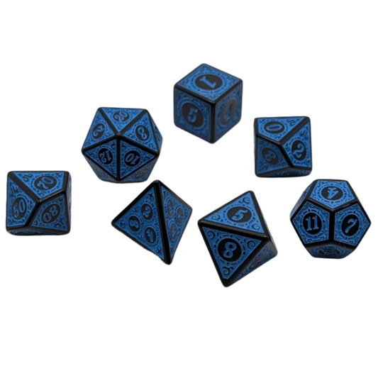Magic Flame (Blue) - Enchanted Seas - 7 Piece DnD Dice Set | Acrylic RPG Gaming Dice — by D20 Collective