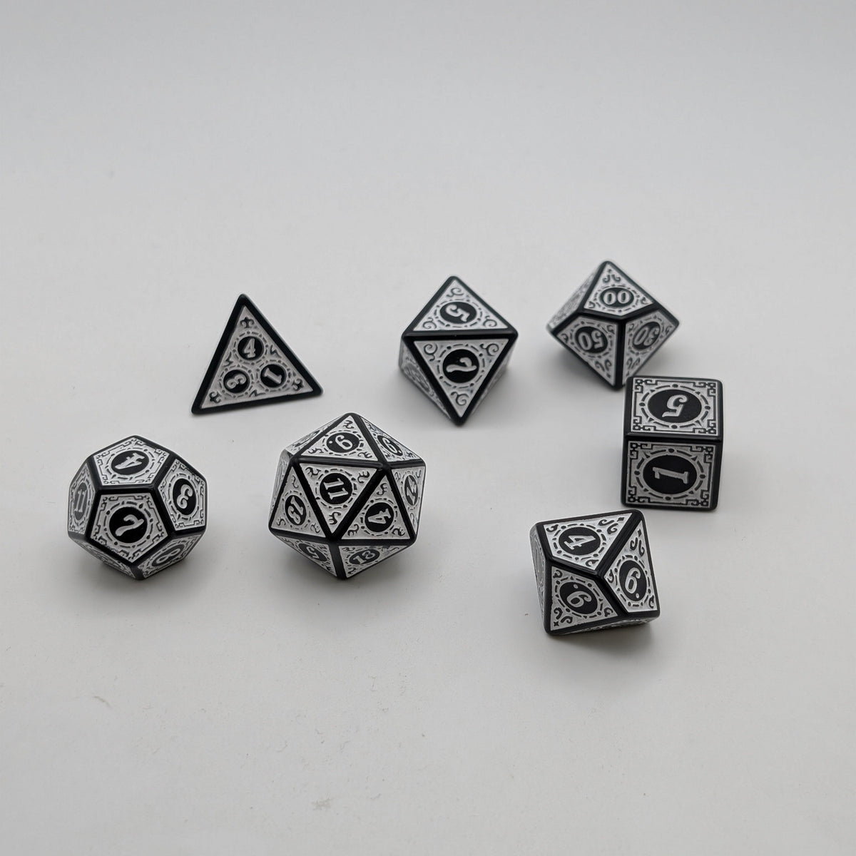 Magic Flame (White) - "Enchanted Zen" - 7 Piece DnD Dice Set | Acrylic RPG Gaming Dice — by D20 Collective