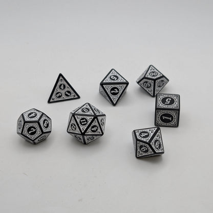 Magic Flame (White) - "Enchanted Zen" - 7 Piece DnD Dice Set | Acrylic RPG Gaming Dice — by D20 Collective