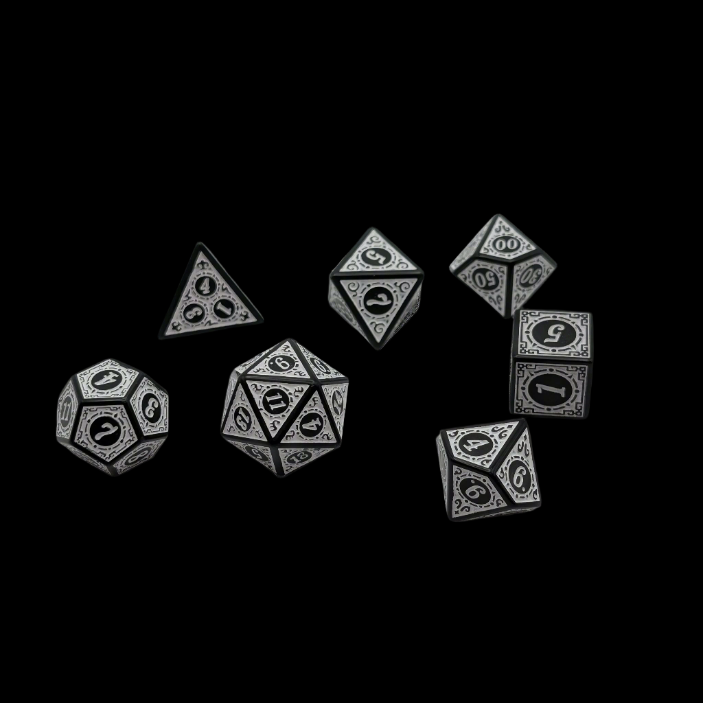 Magic Flame (White) - "Enchanted Zen" - 7 Piece DnD Dice Set | Acrylic RPG Gaming Dice — by D20 Collective