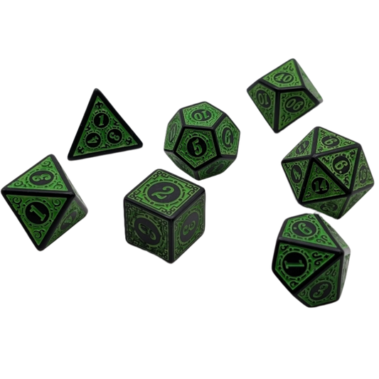 Magic Flame (Green) - "Enchanted Ent" - 7 Piece DnD Dice Set | Acrylic RPG Gaming Dice — by D20 Collective