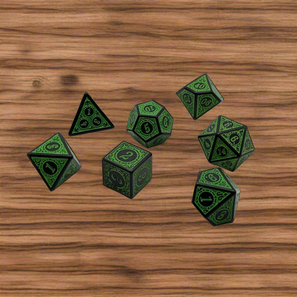 Magic Flame (Green) - "Enchanted Ent" - 7 Piece DnD Dice Set | Acrylic RPG Gaming Dice — by D20 Collective