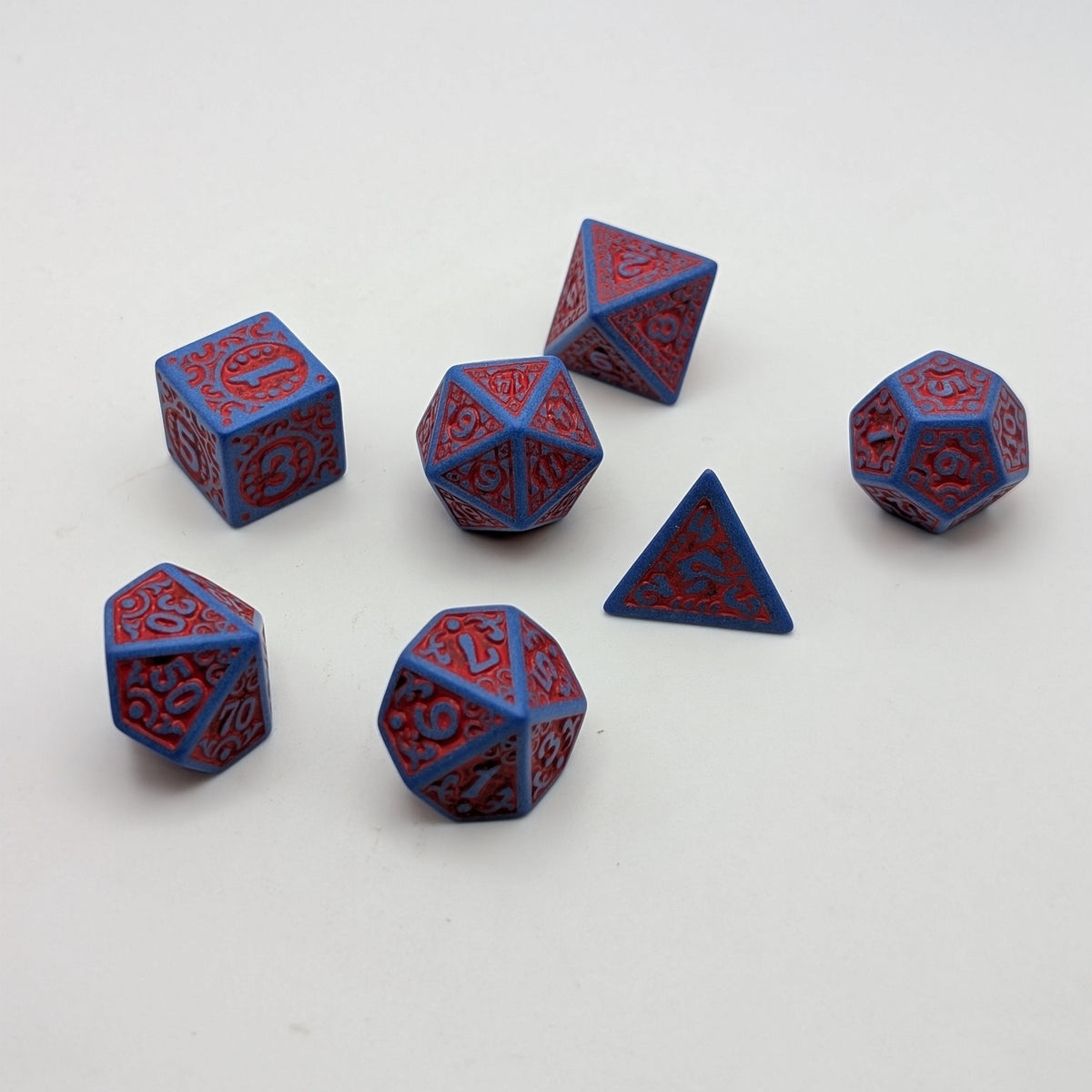 Magic Flame (Red Blue) - "Enchanted Hero" - 7 Piece DnD Dice Set | Acrylic RPG Gaming Dice — by D20 Collective