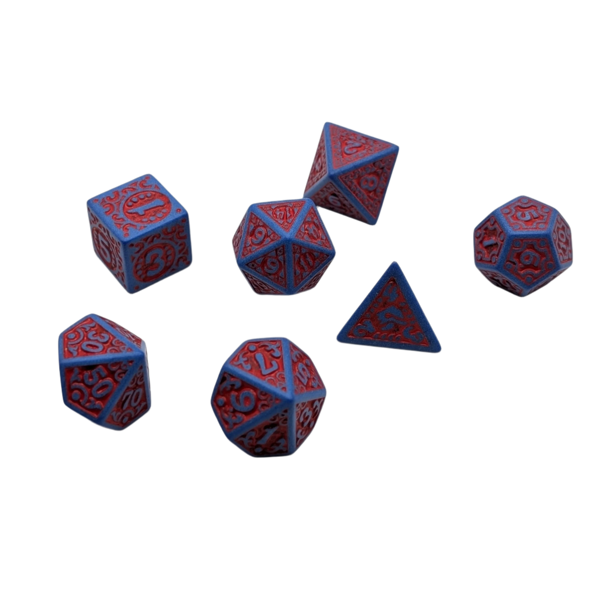 Magic Flame (Red Blue) - "Enchanted Hero" - 7 Piece DnD Dice Set | Acrylic RPG Gaming Dice — by D20 Collective