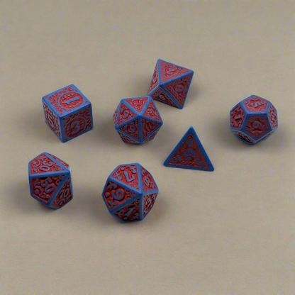 Magic Flame (Red Blue) - "Enchanted Hero" - 7 Piece DnD Dice Set | Acrylic RPG Gaming Dice — by D20 Collective