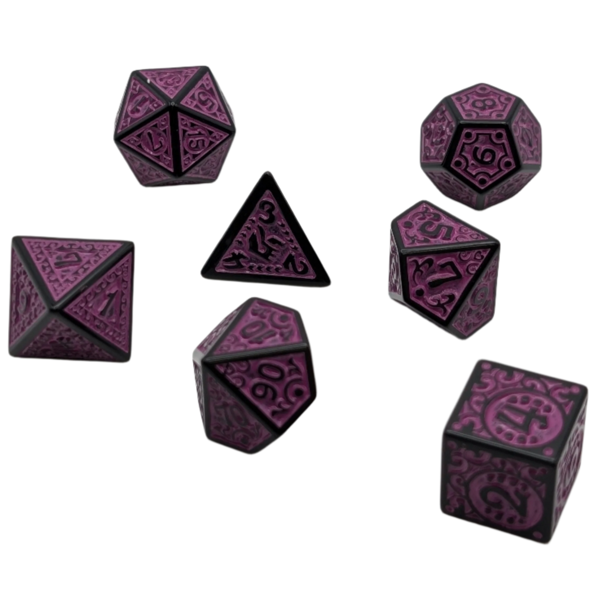 Magic Flame (Purple) - "Enchanted Royalty" - 7 Piece DnD Dice Set | Acrylic RPG Gaming Dice — by D20 Collective