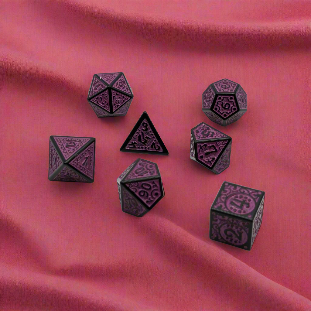 Magic Flame (Purple) - "Enchanted Royalty" - 7 Piece DnD Dice Set | Acrylic RPG Gaming Dice — by D20 Collective