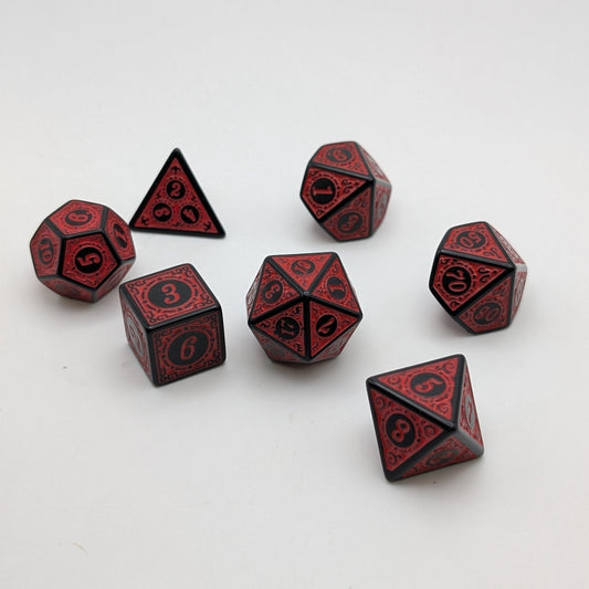Magic Flame (Red): Enchanted Demon 7-Piece RPG Dice Set