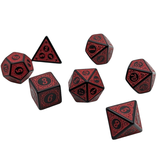 Magic Flame (Red): Enchanted Demon 7-Piece RPG Dice Set