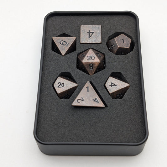 Copper Ore - 7 Piece DnD Dice Set | Metal RPG Gaming Dice — by D20 Collective