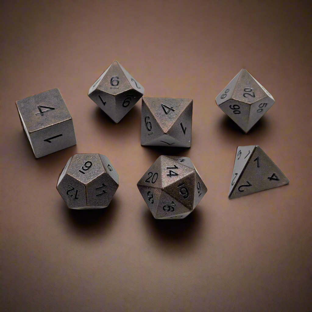 Copper Ore - 7 Piece DnD Dice Set | Metal RPG Gaming Dice — by D20 Collective