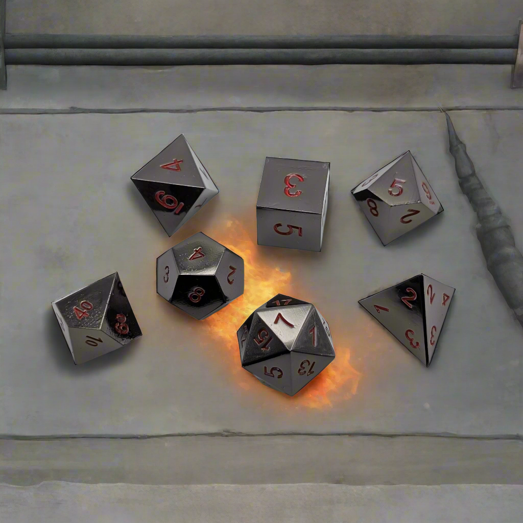Ancient Passions - 7 Piece DnD Dice Set | Metal RPG Gaming Dice — by D20 Collective