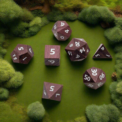 Briarwood Berry - 7 Piece DnD Dice Set | Wood RPG Gaming Dice — by D20 Collective