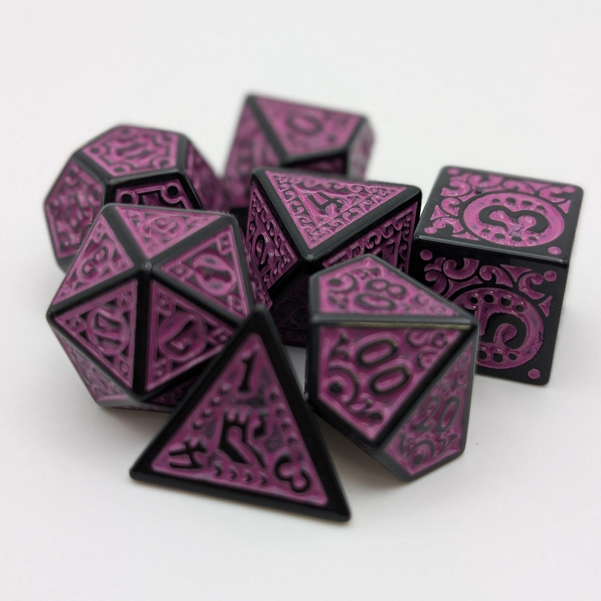 Magic Flame (Purple) - "Enchanted Royalty" - 7 Piece DnD Dice Set | Acrylic RPG Gaming Dice — by D20 Collective