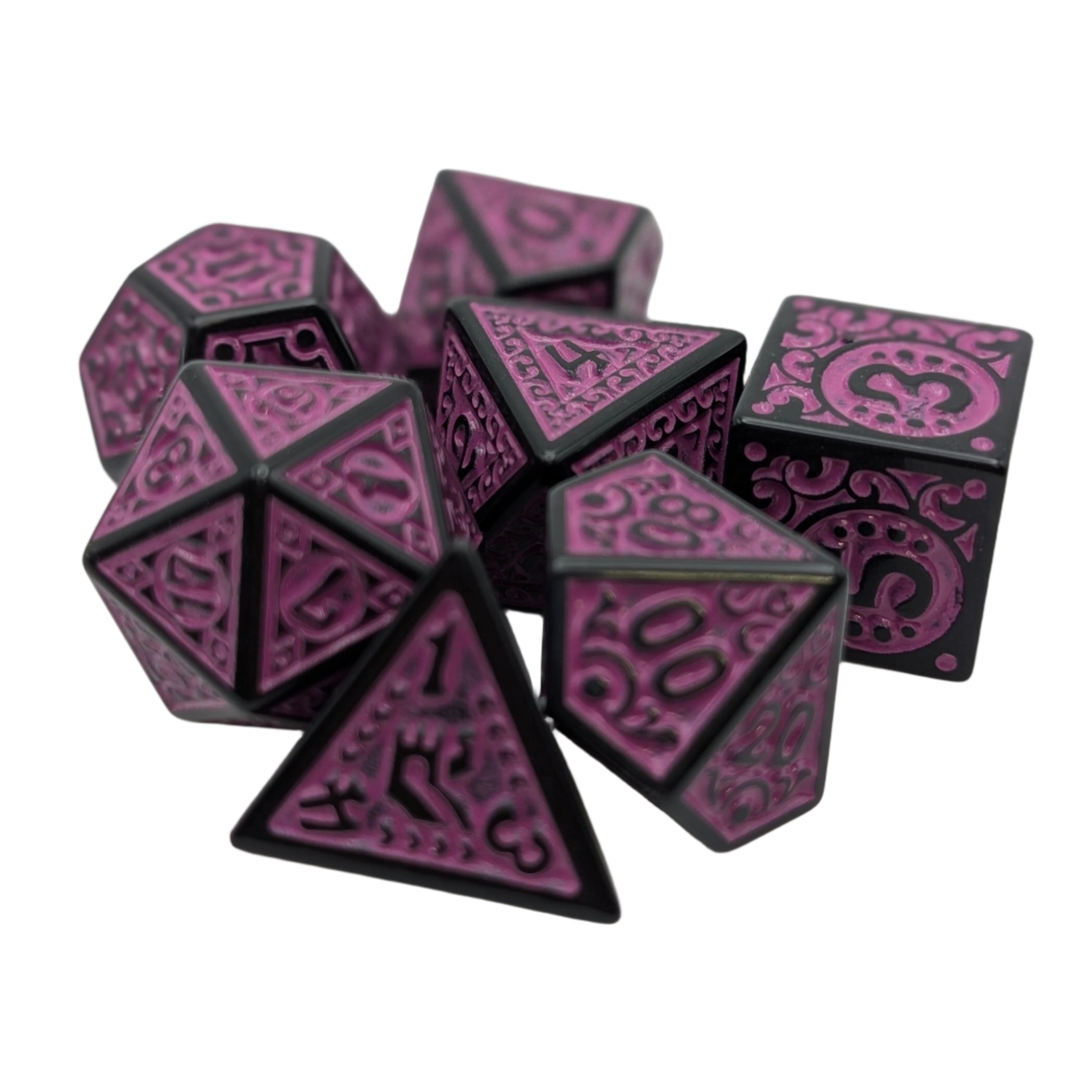 Magic Flame (Purple) - "Enchanted Royalty" - 7 Piece DnD Dice Set | Acrylic RPG Gaming Dice — by D20 Collective
