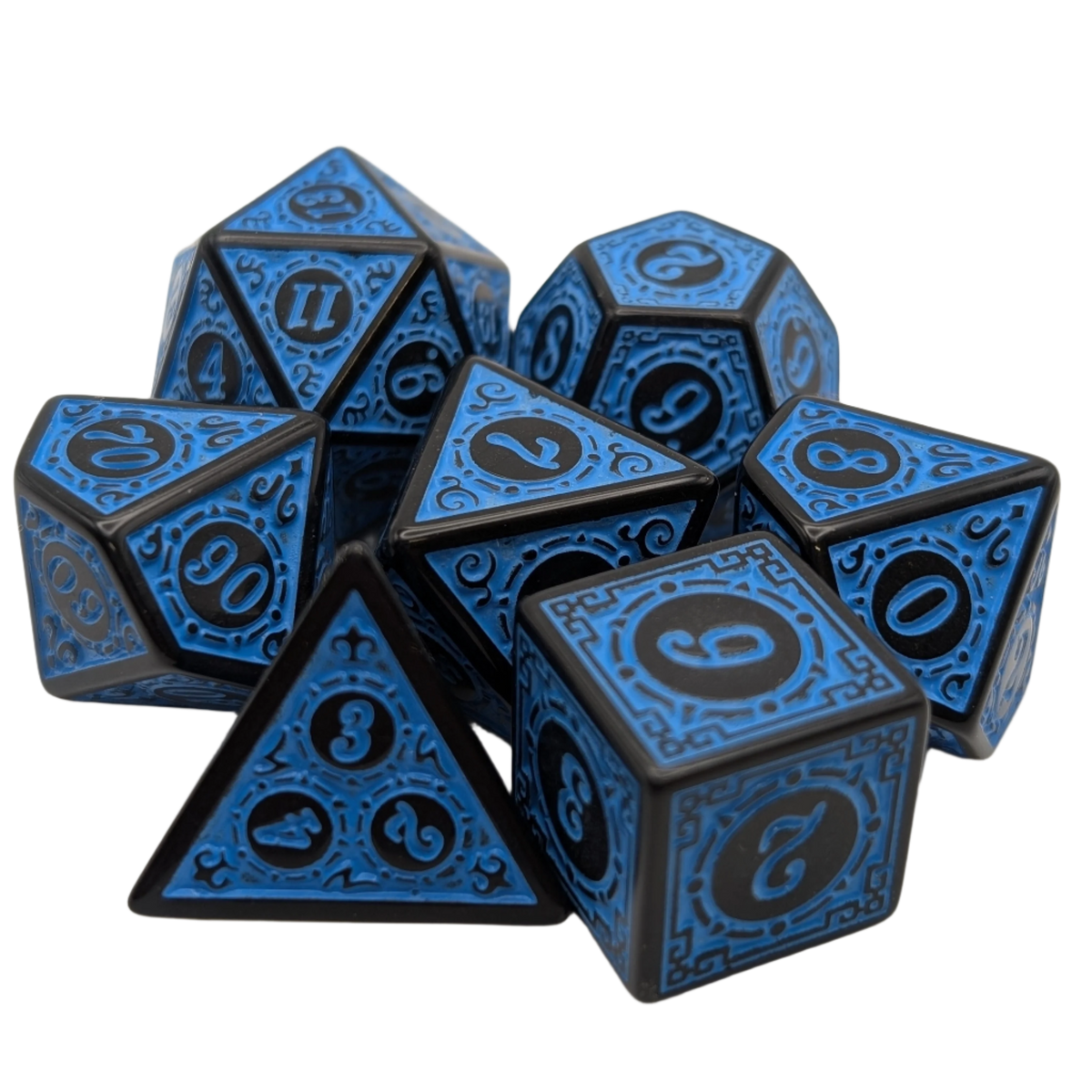Magic Flame (Blue) - Enchanted Seas - 7 Piece DnD Dice Set | Acrylic RPG Gaming Dice — by D20 Collective