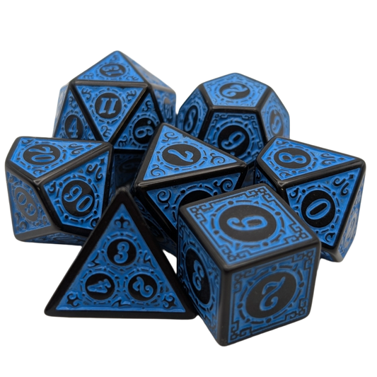 Magic Flame (Blue) - Enchanted Seas - 7 Piece DnD Dice Set | Acrylic RPG Gaming Dice — by D20 Collective