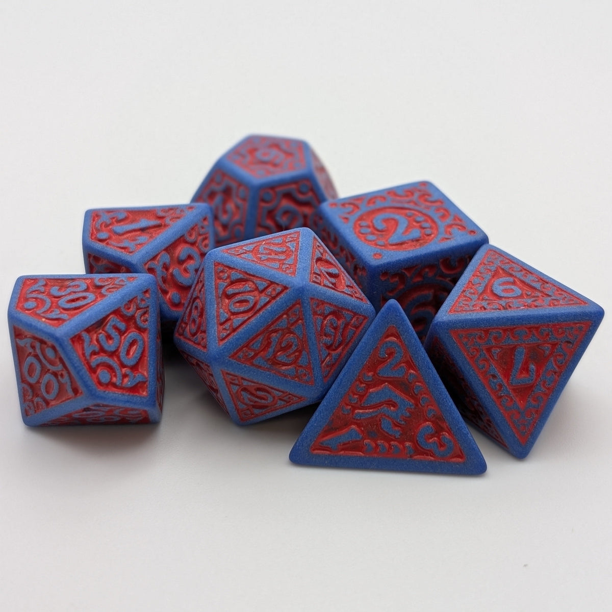 Magic Flame (Red Blue) - "Enchanted Hero" - 7 Piece DnD Dice Set | Acrylic RPG Gaming Dice — by D20 Collective