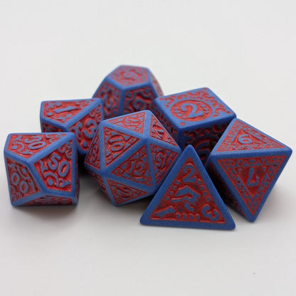 Magic Flame (Red Blue) - "Enchanted Hero" - 7 Piece DnD Dice Set | Acrylic RPG Gaming Dice — by D20 Collective