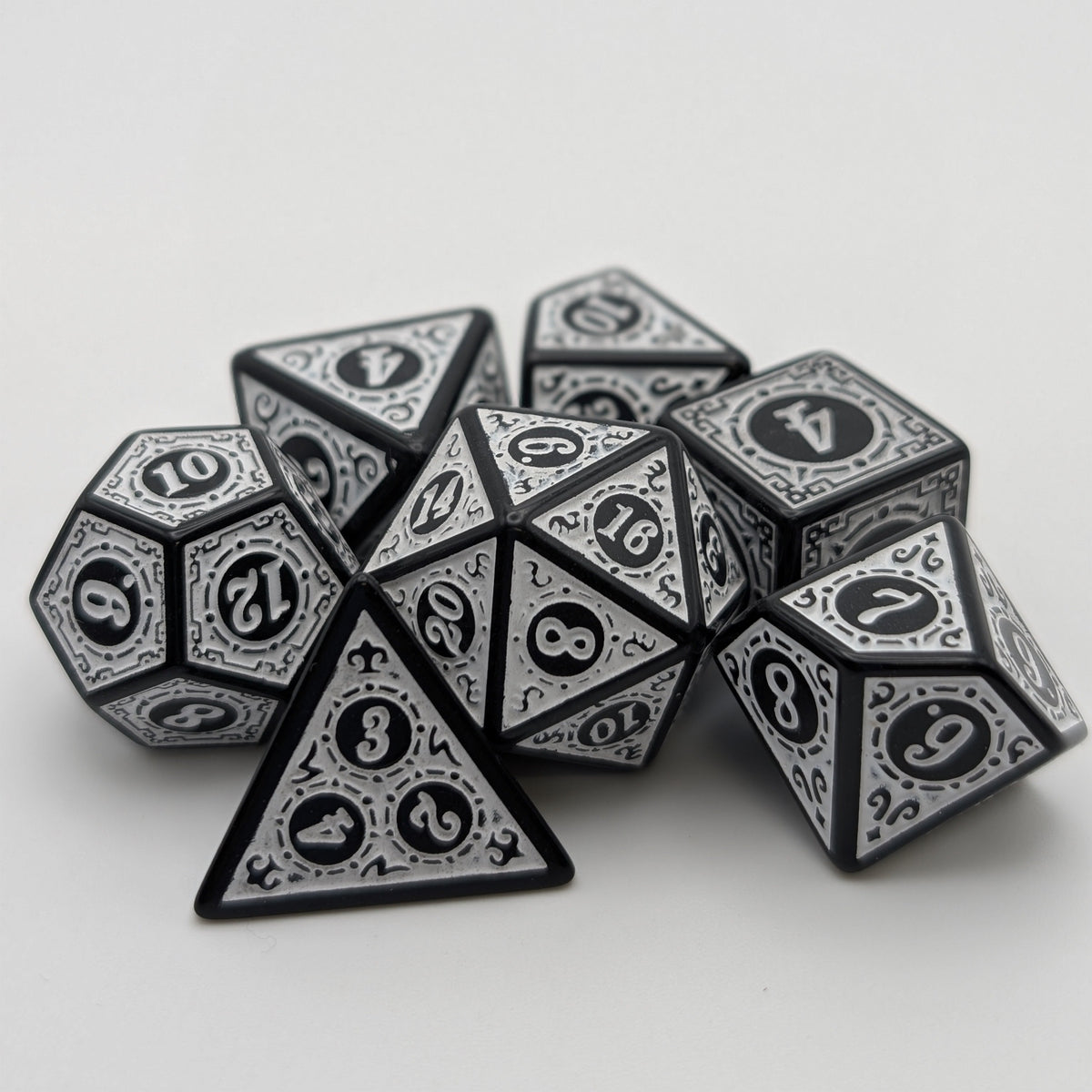 Magic Flame (White) - "Enchanted Zen" - 7 Piece DnD Dice Set | Acrylic RPG Gaming Dice — by D20 Collective