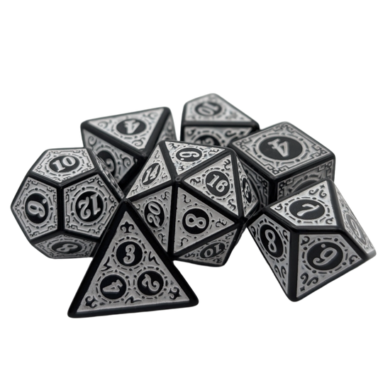 Magic Flame (White) - "Enchanted Zen" - 7 Piece DnD Dice Set | Acrylic RPG Gaming Dice — by D20 Collective