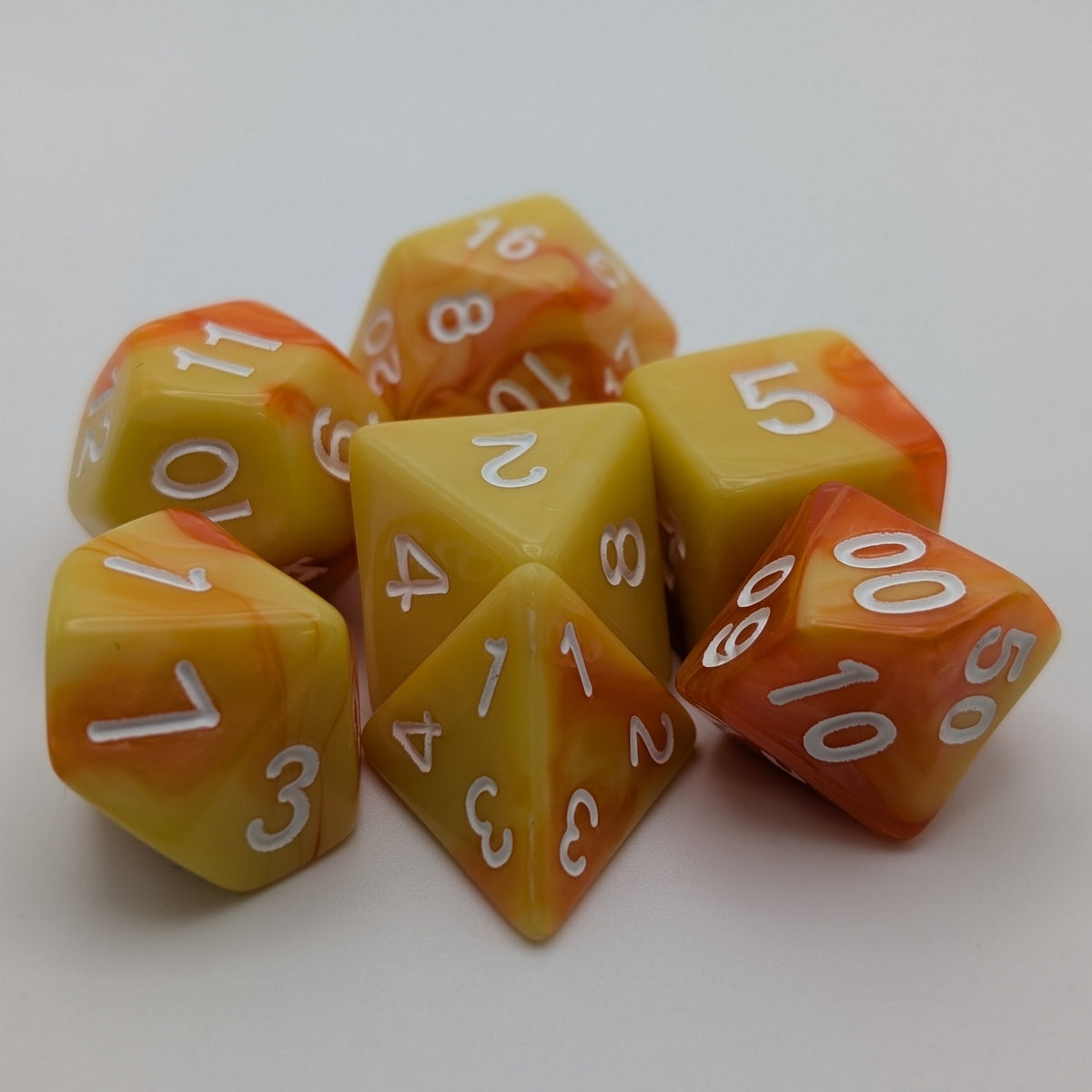 Lemon Orange - 7 Piece DnD Dice Set | Acrylic RPG Gaming Dice — by D20 Collective