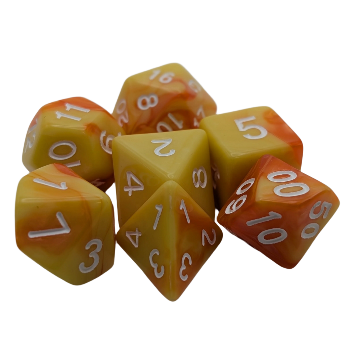 Lemon Orange - 7 Piece DnD Dice Set | Acrylic RPG Gaming Dice — by D20 Collective